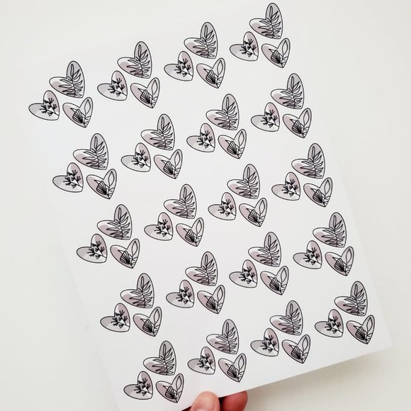 LB068 Neutral Palette Abstract Heart Line Art Plants Sticker Sheets [Price Firm] - Picture 3 of 12